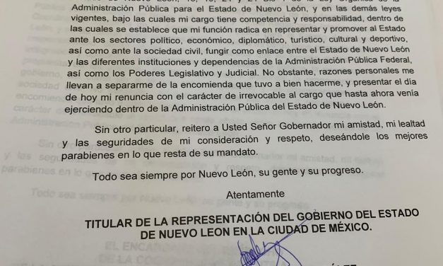 TRASCIENDE QUE LA RENUNCIA DE WALDO FERNÁNDEZ AL GOBIERNO DEL BRONCO, ES PORQUE RECIBIÓ OFERTA DEL GOBIERNO FEDERAL 