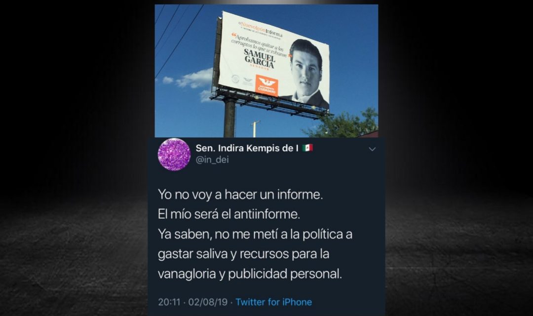 MIENTRAS INDIRA KEMPIS SEÑALA QUE NO HARÁ INFORME PORQUE ESO ES PARA VANAGLORIARSE GASTANDO RECURSOS PÚBLICOS, SU CANDIDATO SAMUEL GARCÍA EMPIEZA SU CAMPAÑA PARA 2021