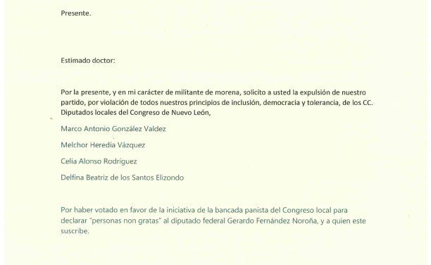 PEDRO SALMERÓN EXIGE LA EXPULSIÓN DE MORENISTAS POR DECLARARLO PERSONA NON GRATA