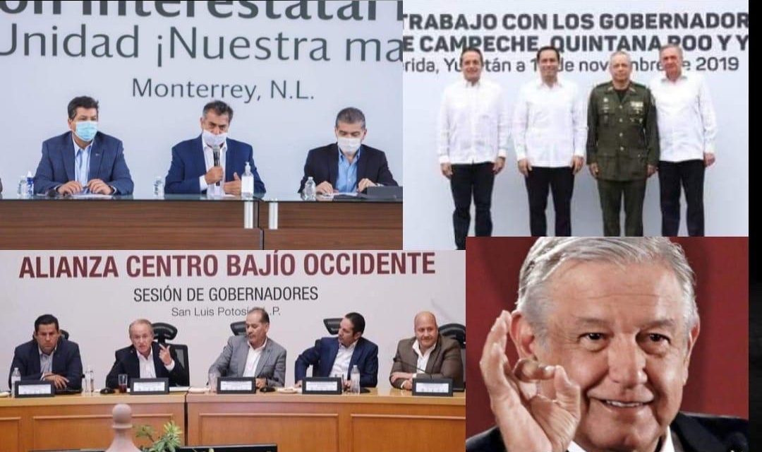 ANDRÉS MANUEL LÓPEZ OBRADOR LOGRA REUNIR TRES FRENTES DE GOBERNADORES EN SU CONTRA, LOS DEL BAJÍO, LOS DEL NORTE Y LOS DEL CARIBE