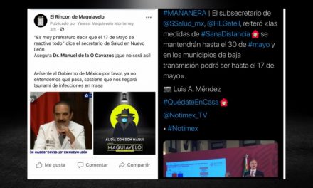 UNA MISMA PANDEMIA, UN MISMO PAÍS Y DOS VERSIONES DISTINTAS PARA SALIR DE CRISIS, UNA DE GOBIERNO DE AMLO Y OTRA DE GOBIERNO DEL BRONCO