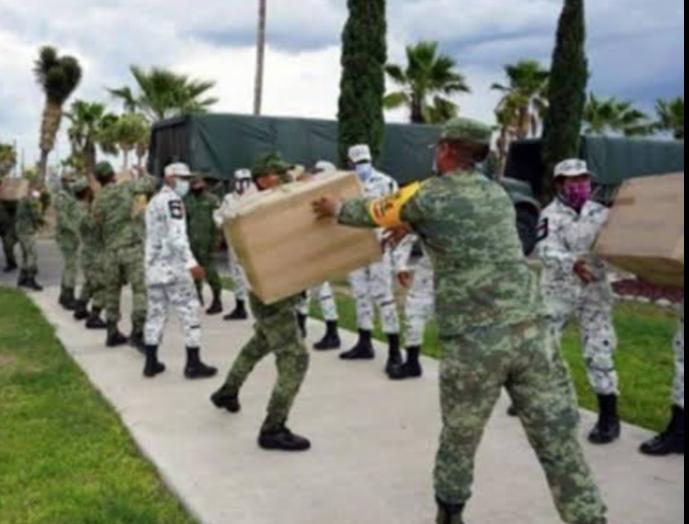 RECIBEN ELEMENTOS MILITARES DE NUEVO LEÓN TONELADAS DE INSUMOS MÉDICOS