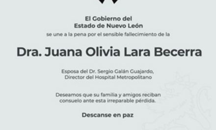 FALLECE LA DOCTORA JUANA LARA BECERRA, ESPOSA DEL DIRECTOR GENERAL DEL HOSPITAL METROPOLITANO