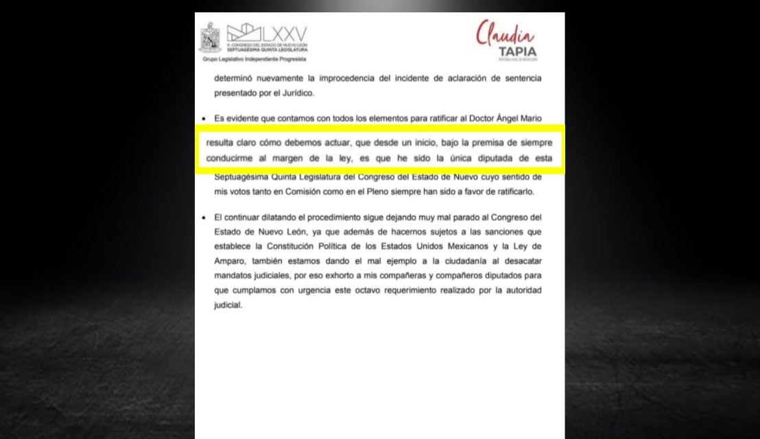 LA INEPTITUD DE LA ACTUAL LEGISLATURA SIGUE COBRANDOLES FACTURA A LOS DIPUTADOS, Y MIENTRAS TANTO, ¿CLAUDIA TAPIA AL MARGEN DE LA LEY? ¡POR FAVOR!