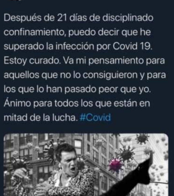 ANTONIO BANDERAS LOGRA SUPERAR EL CORONAVIRUS