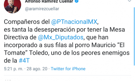 RAMÍREZ CUELLAR, EL TODAVÍA PRESIDENTE DE MORENA, DICE QUE PT EN LA CÁMARA DE DIPUTADOS ESTA ACTUANDO DE MANERA DESESPERADA AL SUMAR LEGISLADORES A SU BANCADA ¿LE HABRÁN AVISADO QUE LOS PARTIDOS VAN EN COALICIÓN?<br>