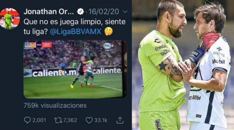 JONATHAN OROZCO OFRECE DISCULPAS POR SU IMPRUDENTE ACCIÓN ANTE LOS PUMAS, USUARIOS LO SEÑALAN COMO DOBLE MORAL<br>