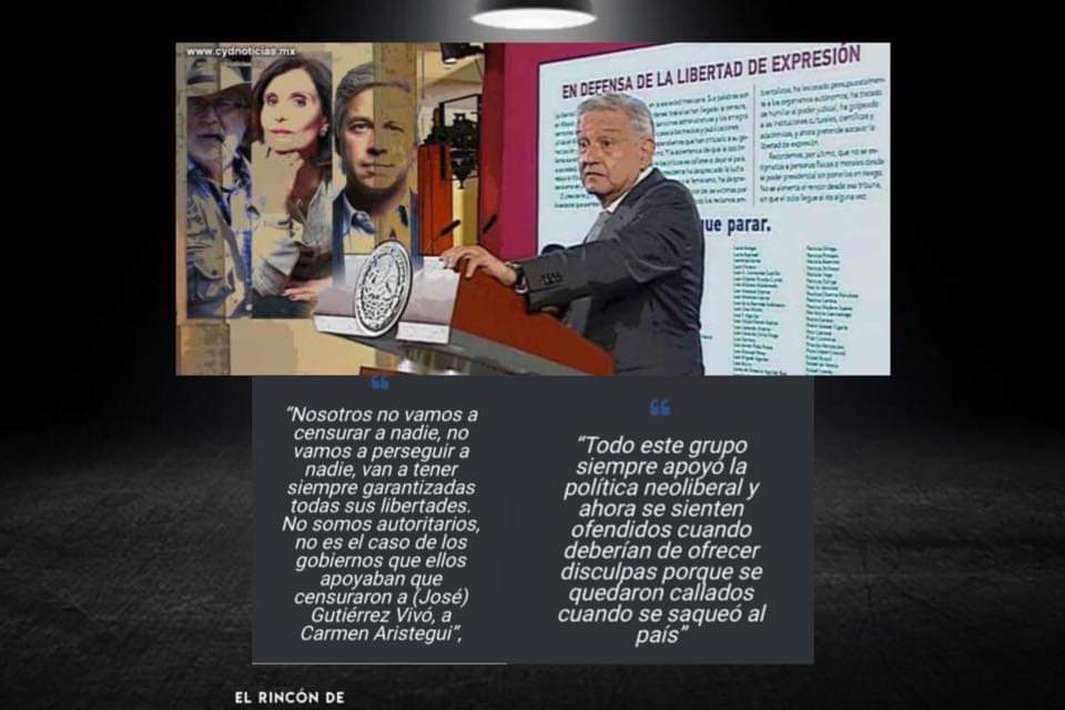 LOS LLAMADOS INTELECTUALES DE MÉXICO HAN ALZADO LA VOZ Y HAN EXCLAMADO AL UNÍSONO ¡ALTO AL USO DEL APARATO DEL ESTADO PARA VIOLENTAR LA LIBERTAD DE EXPRESIÓN! <br>