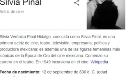 SEGÚN GOOGLE, SILVIA PINAL TIENE 1,190 AÑOS DE EDAD