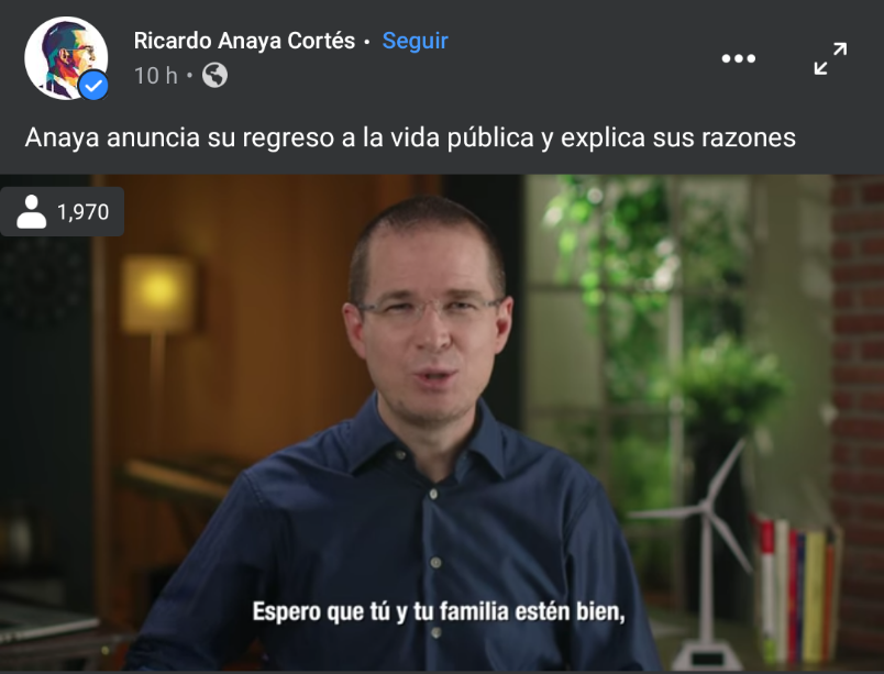 ANAYA Y SU RETORNO A LA VIDA PÚBLICA Y POLÍTICA