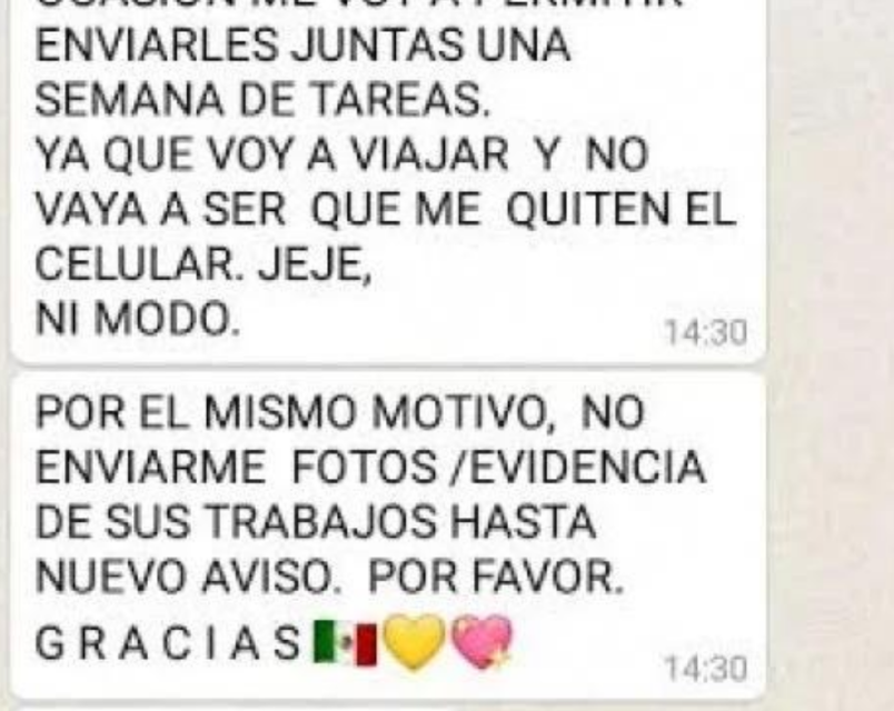 MAESTRA SE VA DE VACACIONES MIENTRAS DEJA A SUS ALUMNOS LLENOS DE TAREA Y A LA DERIVA