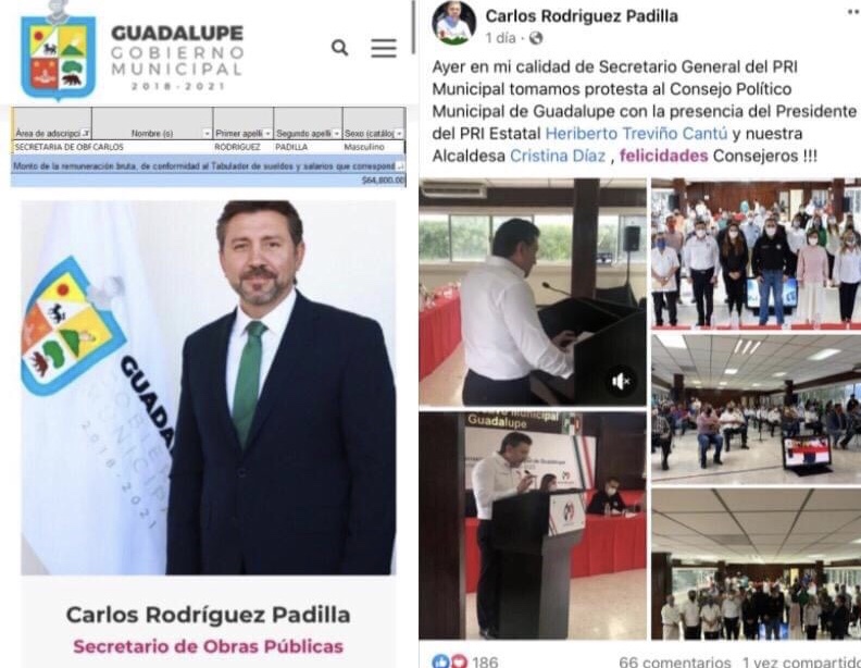 GUADALUPE: EL CINISMO DE UTILIZAR RECURSOS PÚBLICOS SIN RECATO, CARLOS RODRÍGUEZ PADILLA SECRETARIO DE OBRAS PÚBLICAS ( SIN HACER UNA SOLA) ¡ORGANIZA AL PRI PARA 2021!