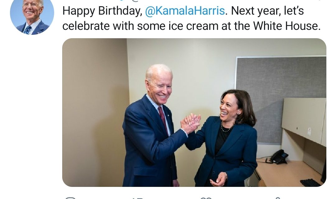 BIDEN FELICITA A KAMALA HARRIS POR SU CUMPLEAÑOS BROMEANDO CON PRÓXIMOS FESTEJOS EN LA CASA BLANCA