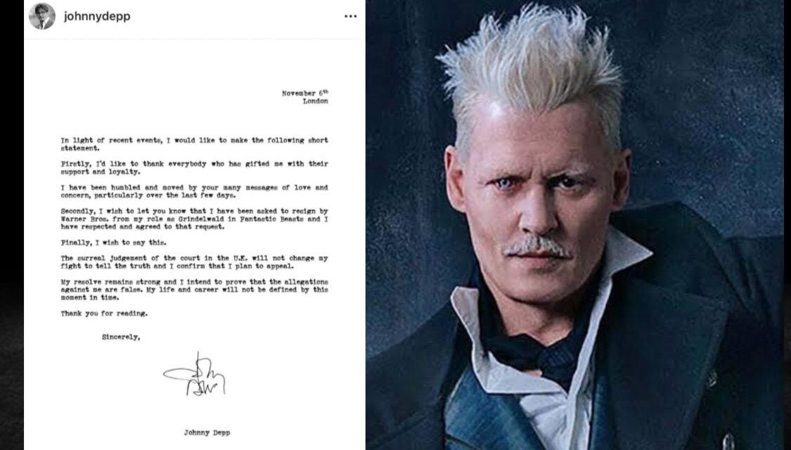 LA COMPAÑÍA DE LOS HERMANOS WARNER EXIGE RENUNCIA DE JOHNNY DEPP TRAS PERDER JUICIO LEGAL ANTE EL DIARIO ‘THE SUN’