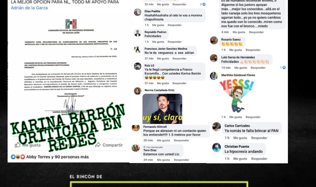 KARINA BARRÓN ES REPUDIADA EN SUS PROPIAS REDES SOCIALES ¿AFECTA IMAGEN DE ADRIÁN DE LA GARZA?