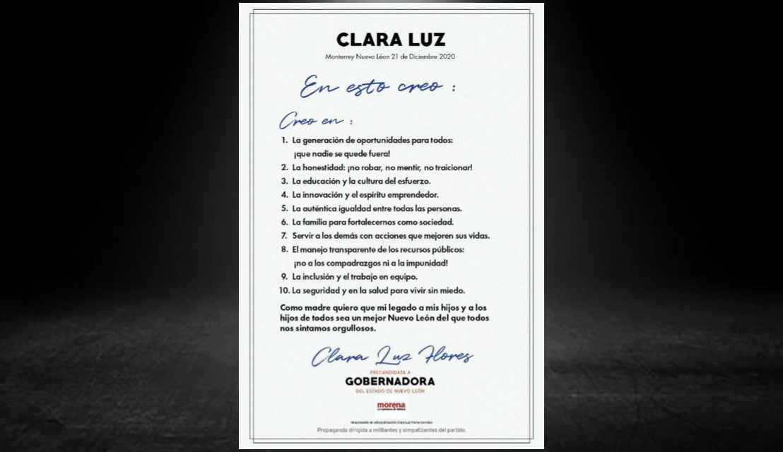 FIRMA CLARA LUZ SU “CREDO” PARA LEVANTARLE LA MANO A “SU SEÑOR” ANDRÉS MANUEL