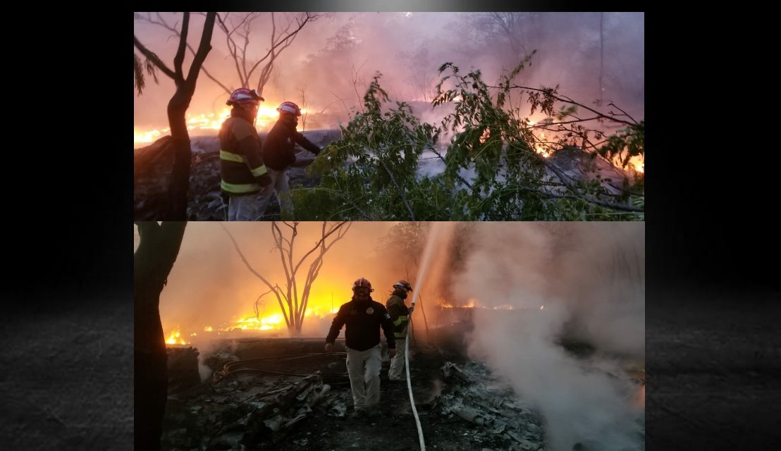 SE SUMAN ELEMENTOS DE PROTECCIÓN CIVIL DE MONTERREY Y BOMBEROS DE NUEVO LEÓN A LAS LABORES PARA SOFOCAR INCENDIO EN UN TERRENO BALDÍO CERCA DEL CERRO DE LAS MITRAS