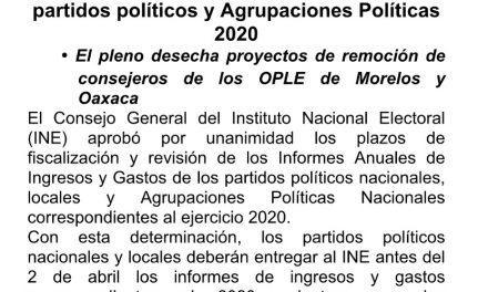 INE LES PONE FECHA PARA RENDIR CUENTAS A LOS PARTIDOS POLÍTICOS, ¿A QUIÉN LO TUMBARÁN EN LA MESA?