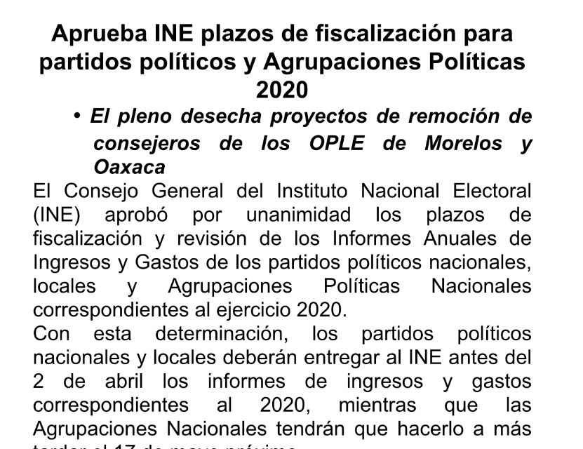 INE LES PONE FECHA PARA RENDIR CUENTAS A LOS PARTIDOS POLÍTICOS, ¿A QUIÉN LO TUMBARÁN EN LA MESA?