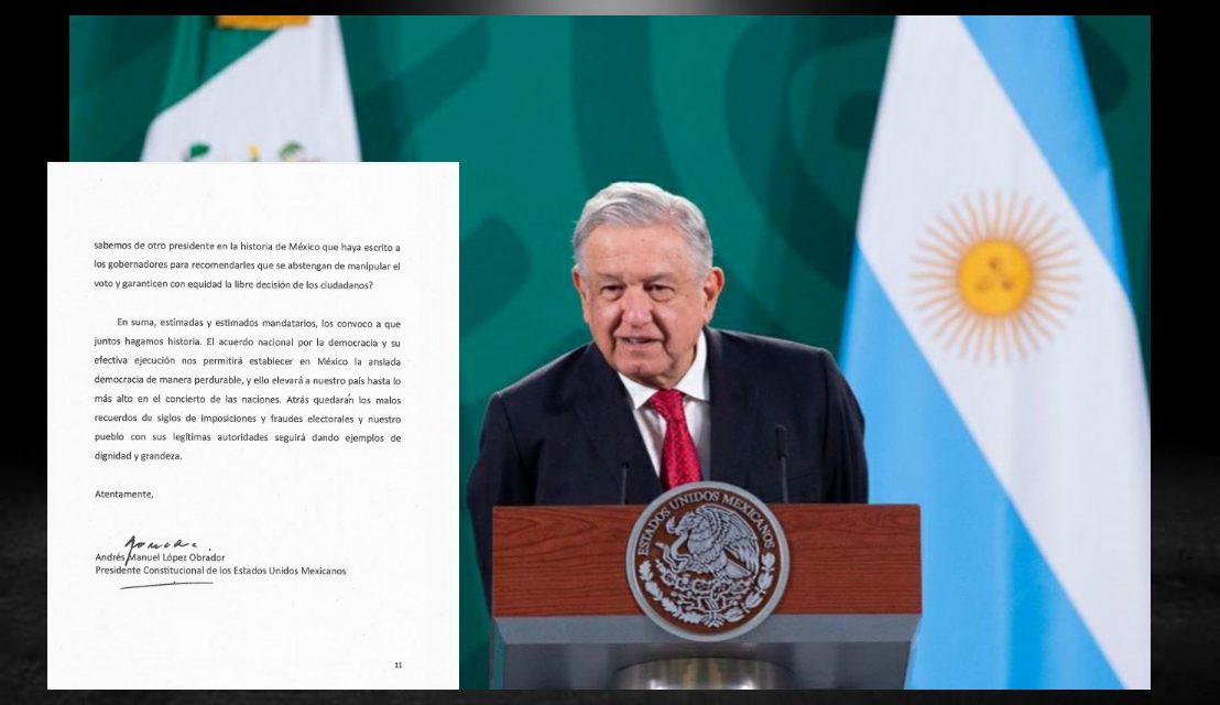 AMLO PROPONE UN ACUERDO NACIONAL A LOS GOBERNADORES POR LA DEMOCRACIA ANTE PROCESO ELECTORAL