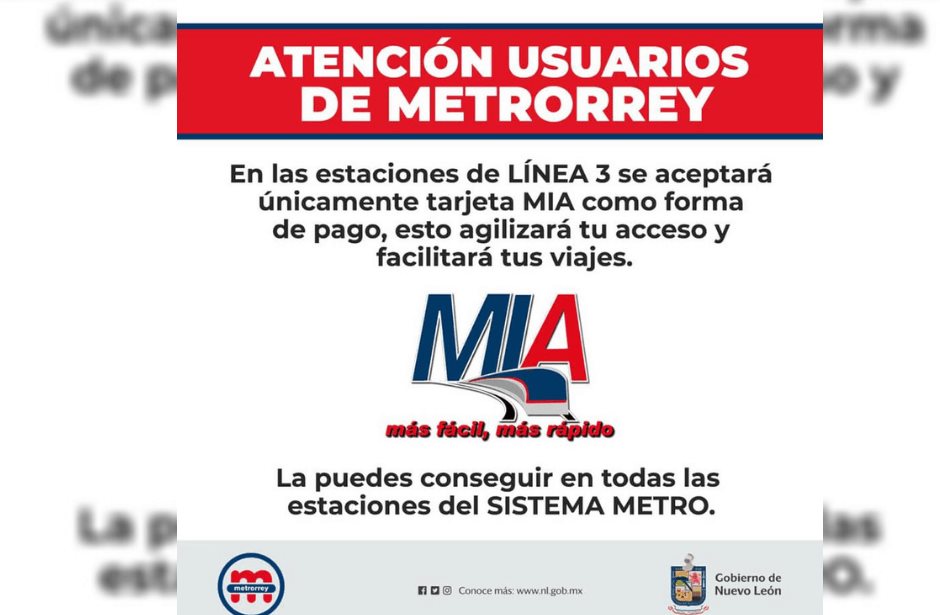 SI USTED QUIERE SUBIRSE A LA LÍNEA 3 DEL METRO, SOLAMENTE PODRÁ HACERLO CON LA TARJETA MÍA