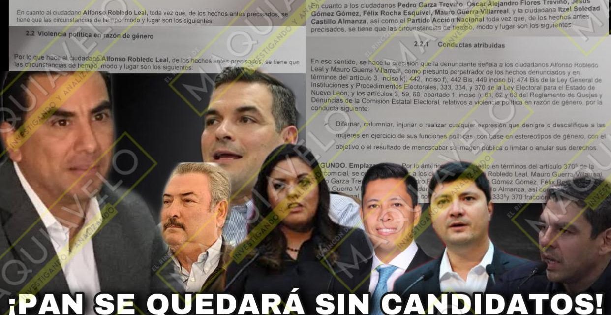 DENUNCIA PRESIDENTA ESTATAL DEL PRD A ALFONSO ROBLEDO, PEDRO GARZA, JESÚS GÓMEZ, FELIX ROCHA E ITZEL CASTILLO, PANISTAS TODOS, POR VIOLENCIA POLÍTICA DE GÉNERO ¡EN RIESGO SUS CANDIDATURAS!