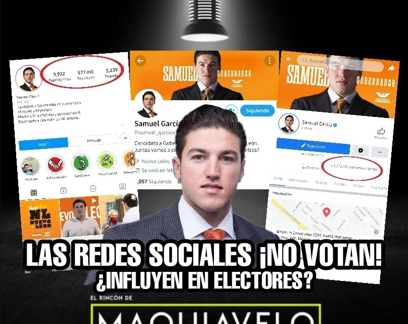 LAS REDES SOCIALES ¡NO VOTAN! ¿PERO QUÉ TANTO INCIDEN EN ÁNIMO DEL ELECTOR? SAMUEL GARCÍA ES EL REY EN ESE RUBRO<br>