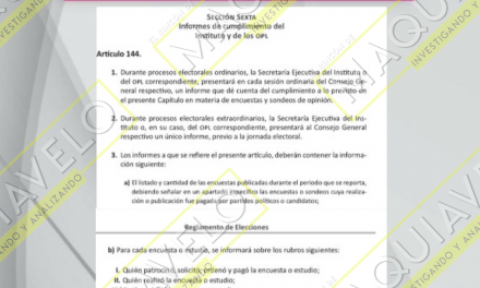 Y LA COMISIÓN ESTATAL ELECTORAL DE MARIO GARZA ¿DÓNDE ESTÁ? YA QUE ACORDE A REGLAMENTO DE ELECCIONES LAS ENCUESTAS, PARA PUBLICARSE, DEBEN CUMPLIR CON DÍAS DE PROCESO ¿ES CÓMPLICE EL PRESIDENTE EN GENERACIÓN DE FAKE-ENCUESTITIS?