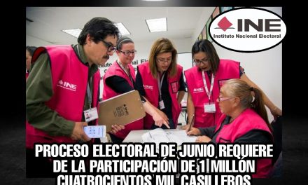 DEJÁNDOSE DE GRILLAS CONTRA AMLO, EL INE ESTÁ A PRUEBA, YA QUE, SE NECESITAN PARA PROCESO ELECTORAL DE JUNIO UN MILLÓN CUATROSICIENTOS MIL FUNICONARIOS DE CASILLA