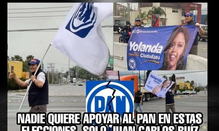 JUAN CARLOS RUIZ TERMINÓ, LITERALMENTE, CARGANDO BANDERAS Y PONIENDO PENDONES, DICEN LOS MISMOS PANISTAS QUE NADIE QUEIRE AYUDAR AL PAN EN ESTA CAMPAÑA