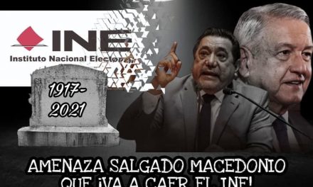 DE LOS CREADORES DE “AL DIABLO LAS INSTITUCIONES” LLEGA “EL INE ES UN ÓRGANO DESACREDITADO” ¡VA CAER, VA CAER! EXCLAMA FÉLIX SALGADO MACEDONIO