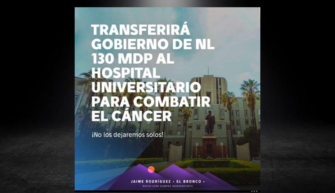 ANUNCIA JAIME RODRÍGUEZ CALDERÓN INVERSIÓN PARA ATENDER DE PACIENTES CON CÁNCER