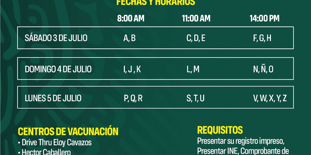 TENDRÁ JUÁREZ NUEVA FECHA DE VACUNACIÓN CONTRA EL COVID EN ADULTOS DE 40 A 49 AÑOS