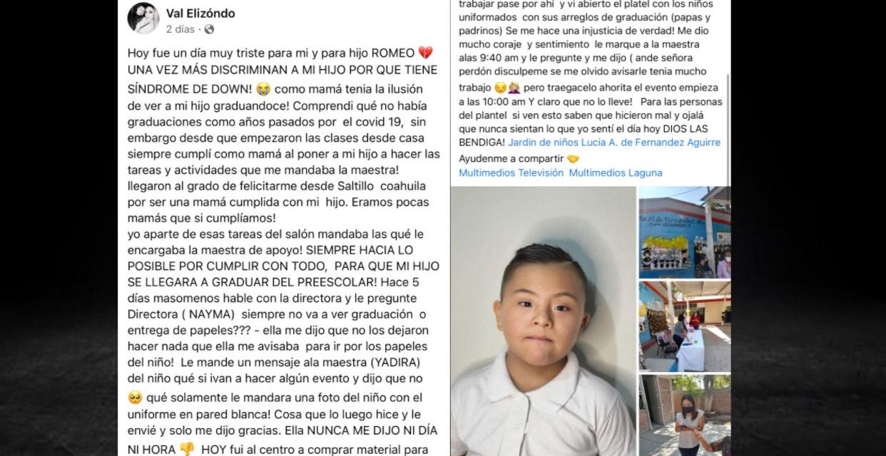 ¡JUSTICIA DIVINA! DISCRIMINAN Y EXCLUYEN A NIÑO CON SÍNDROME DOWN DE GRADUACIÓN, ORGANIZADORA DE EVENTOS LOS BUSCA PARA PLANEAR FIESTA