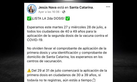 INVITA ALCALDE ELECTO DE SANTA CATARINA JESÚS NAVA A VACUNARSE CONTRA EL COVID A LOS  ADULTOS Y JÓVENES DEL MUNICIPIO <br>