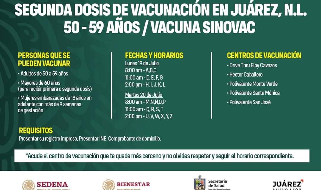 ATENCIÓN EN JUÁREZ YA HAY FECHAS PARA APLICAR LA SEGUNDA DOSIS DE LA VACUNA CONTRA EL COVID