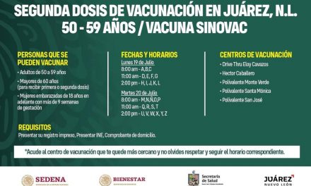 ATENCIÓN EN JUÁREZ YA HAY FECHAS PARA APLICAR LA SEGUNDA DOSIS DE LA VACUNA CONTRA EL COVID