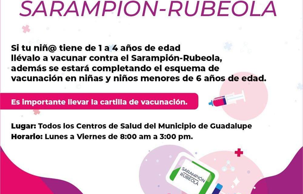 VACUNACIÓN PARA NIÑOS DEL MUNICIPIO DE GUADALUPE ESTARÁ DISPONIBLE DE LUNES A VIERNES