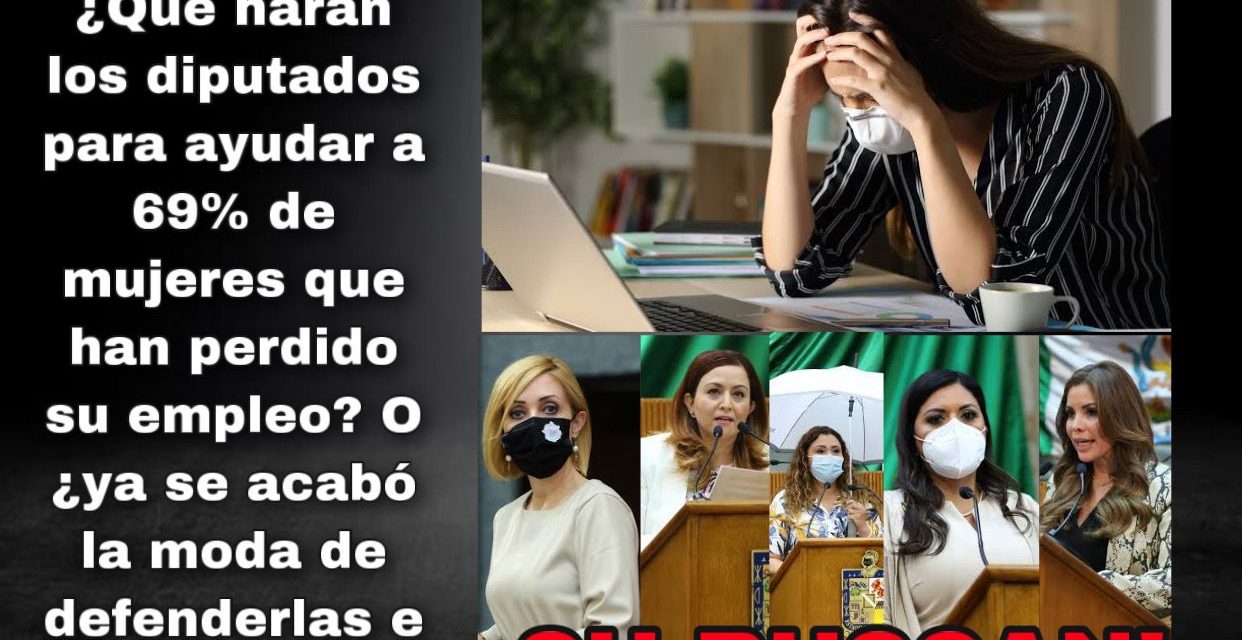 SEGÚN UNA ESTADÍSTICA DEL INEGI, LAS MUJERES HAN PERDIDO CASI EL 69% DE LOS EMPLEOS QUE SE ESFUMARON EN NUEVO LEÓN Y LOS 21 DIPUTADOS LOCALES SABRÁN EL DATO, ¿QUÉ HARÁN PARA AYUDAR?<br>