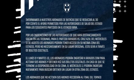 RAYADOS ANUNCIA OFICIALMENTE QUE REDUCIRÁN EL AFORO A 30%