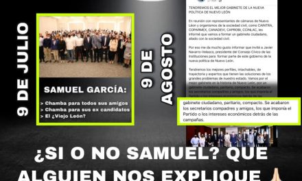 LAS FANTASÍAS DE SAMUEL GARCÍA, OFRECIÓ TRABAJO A TODOS LOS EX CANDIDATOS DE MC COMO PREMIO DE CONSOLACIÓN, Y HOY DICE QUE NO HABRÁ COMPADRES Y AMIGOS ¿DE QUIÉN? <br>