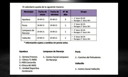 ANUNCIAN VACUNACIÓN PARA LOS DE 30 a 39 AÑOS EN APODACA Y OTROS TRES MUNICIPIOS RURALES