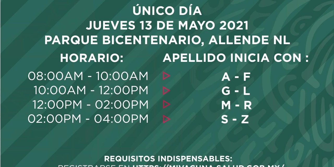 TODO LISTO PARA VACUNACIÓN DE ADULTOS DE 50 A 59 AÑOS EN ALLENDE