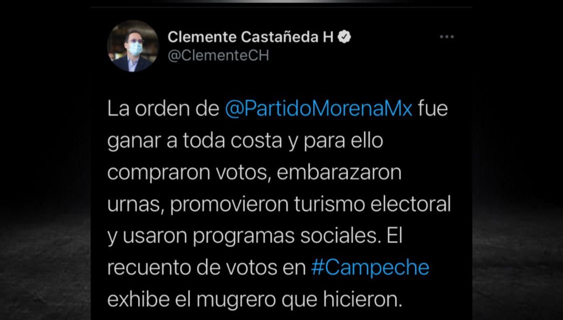 SOLICITA MOVIMIENTO CIUDADANO EN VOZ DE CLEMENTE CASTAÑEDA, ANÁLISIS A FONDO EN RECUENTO DE VOTOS POR LA GUBERNATURA EN CAMPECHE <br>