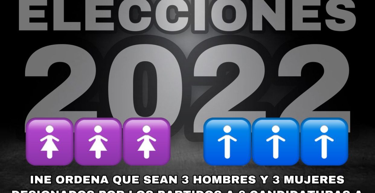 PARA EVITARLE TENTACIONES A LOS PARTIDOS POLÍTICOS DE DESIGNAR PUROS HOMBRES EN PRÓXIMAS CANDIDATURAS, EN 6 GUBERNATURAS A DISPUTARSE EL INE LES ORDENÓ QUE DEBERÁ HABER TRES DAMAS Y TRES CABALLEROS EN DESIGNACIONES