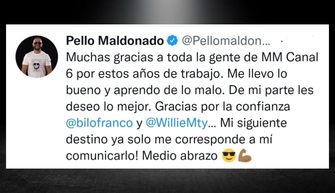 SE DESPIDE PELLO MALDONADO DEL CANAL 6 <br>