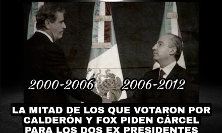 EN 2000 Y 2006 VOTARON POR VICENTE Vicente Fox Quesada Y Felipe Calderón Hinojosa 15 MILLONES DE MEXICANOS AYER LA MITAD, ES DECIR, MÁS DE 7 MILLONES PIDEN QUE LOS METAN A LA CÁRCEL