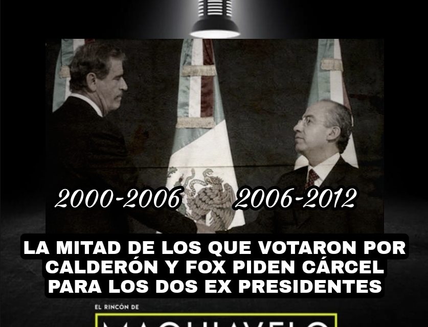 EN 2000 Y 2006 VOTARON POR VICENTE Vicente Fox Quesada Y Felipe Calderón Hinojosa 15 MILLONES DE MEXICANOS AYER LA MITAD, ES DECIR, MÁS DE 7 MILLONES PIDEN QUE LOS METAN A LA CÁRCEL