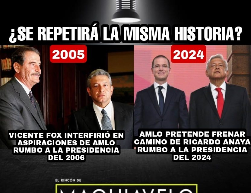 EN 2005 VICENTE FOX PRETENDIÓ FRENAR LA CARRERA ASCENDENTE DE LÓPEZ OBRADOR HACIA LA PRESIDENCIA DE LA REPÚBLICA, LO QUE LOGRÓ FUE CATAPULTAR COMPARAR A RICARDO ANAYA CON AMLO, NO SÓLO DA RISA SI NO DEJA VER EL NIVEL DE LA OPOSICIÓN EN MÉXICO