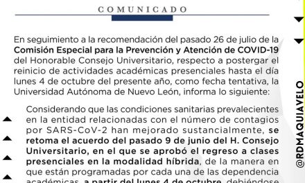 SE PREPARA LA UANL PARA EL REGRESO A CLASES, ANUNCIA MODALIDAD HÍBRIDA PARA LOS ESTUDIANTES <br>